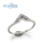 14 Karat White Gold Curved Wedding Band or Fashion Ring with 9 Round N